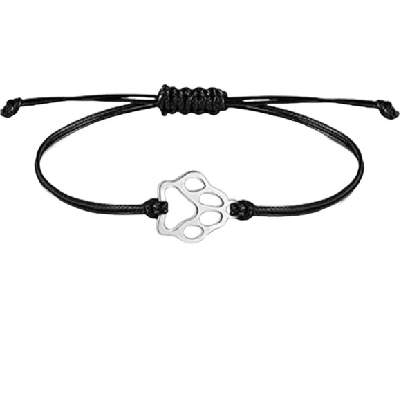 Stainless Steel Paw Print Adjustable Rope Bracelet - Picture 5 of 16
